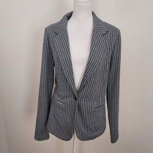 ICHI Navy Striped Single Button Blazer Size Medium